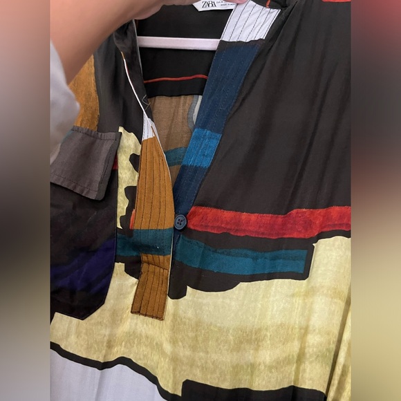 Zara Printed Midi Dress w/ Belt - Picture 5 of 10